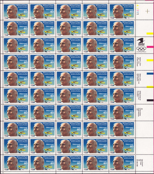 1991 40¢ Air Post - William Piper Mint Sheet