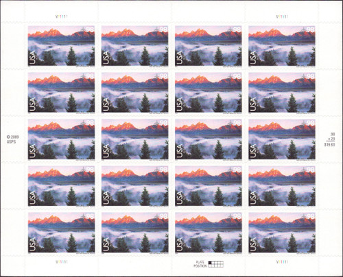 2009 98¢ Air Post - Scenic American Landscapes (Grand Tetons) Mint Sheet