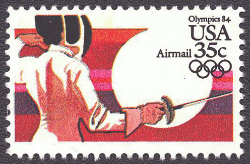 1983 35¢ Air Post - Summer Olympics (Fencing) Mint Single