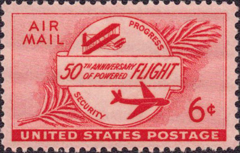 1953 6¢ Air Post - Powered Flight Mint Single