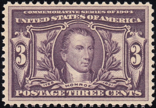 1904 3¢ Monroe -  Louisiana Purchase, Mint Never Hinged
