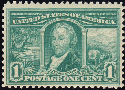 1904 1¢ Livingston -  Louisiana Purchase, Mint Never Hinged