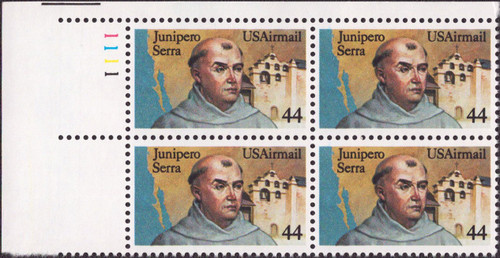 1985 44¢ Air Post - Junipero Serra Mint Plate Block