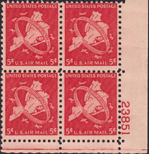 1948 5¢ Air Post - New York Jubilee Mint Plate Block