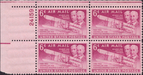 1949 6¢ Air Post - Wright Brothers Mint Plate Block