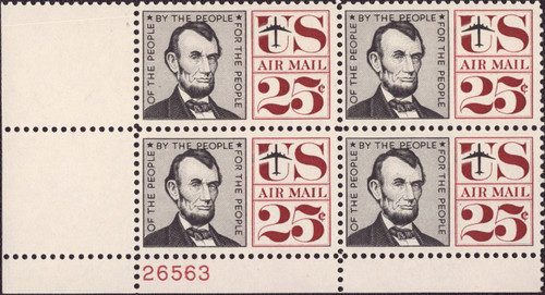 1960 25¢ Air Post - Abraham Lincoln Mint Plate Block
