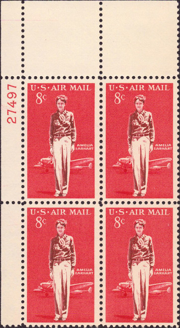 1963 8¢ Air Post - Amelia Earhart Mint Plate Block