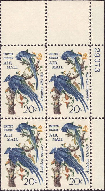 1967 20¢ Air Post - "Columbia Jays" Mint Plate Block