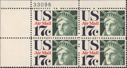 1971 17¢ Air Post - Liberty Head Mint Plate Block