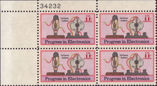 1973 11¢ Air Post - Electronics Mint Plate Block