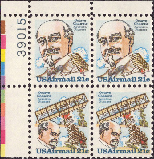 1979 21¢ Air Post - Aviation Pioneers: Octave Chanute (2 Varieties, Attached) Mint Pair