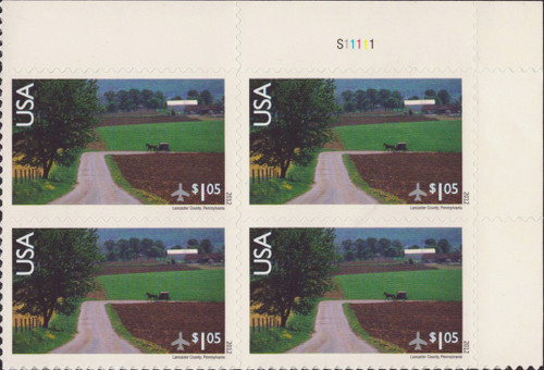 2012 $1.05 Air Post - Scenic American Landscapes (Amish Horse & Buggy) Mint Plate Block
