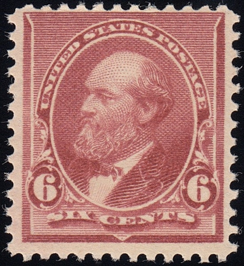 1890 6¢ Garfield - Brown Red, Mint Original Gum