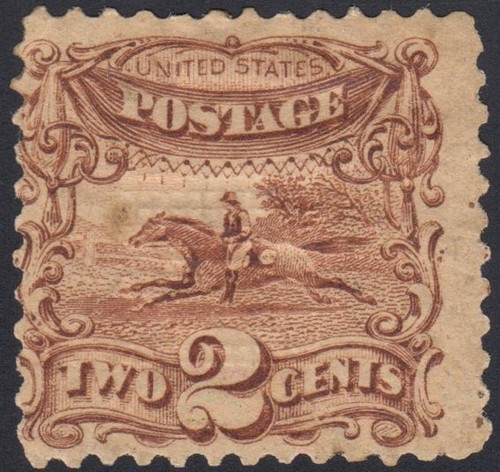 1869 2¢ Pony Express Rider Pictorial, Unused, #113
