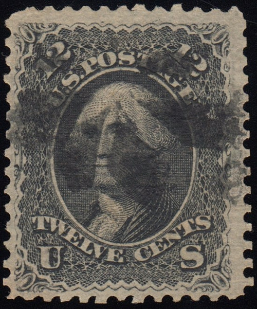 1868 12¢ Washington E Grill, FVF Used Fancy Cancel, Certificate, US #90