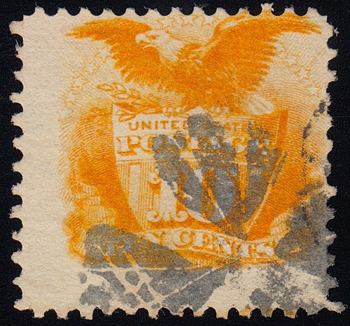 1869 10¢ Shield & Eagle Pictorial, Used Rosette Fancy Cancel
