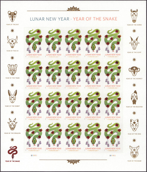 2025 (73¢) Lunar New Year - Year of the Snake Mint Sheet of 20