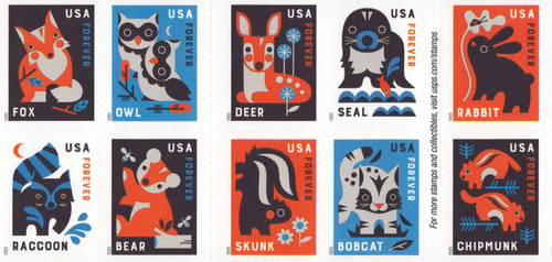 2025 (73¢) Baby Wild Animals Mint Se-tenant Block of 10