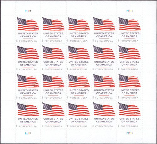 2025 (73¢) U.S. Flag (Microprint at LR Corner of Flag Field) Mint Sheet of 20