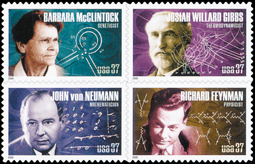 2005 37¢ American Scientists Self-Adhesive Mint Block of 4
