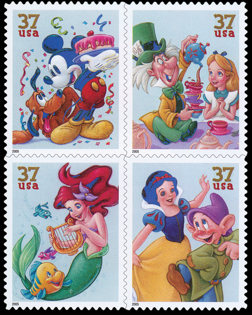 2005 37¢ Art of Disney: Celebration Self-Adhesive Mint Block of 4