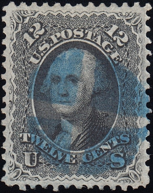 1861 12¢ Washington, VF Used Blue Cork Cancel, US #69