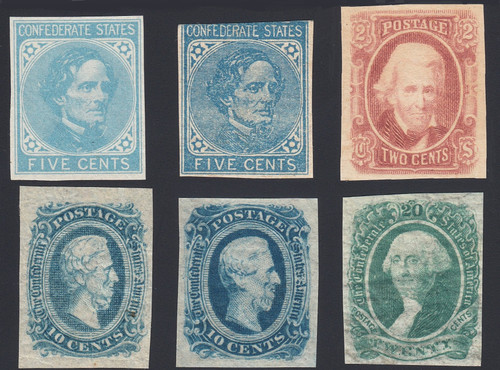 Confederate States Sampler – Mint Unused, 6 Varieties