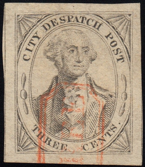 1842 3¢ Washington-U.S. City Despatch Post, FREE Cancel, US #40L1