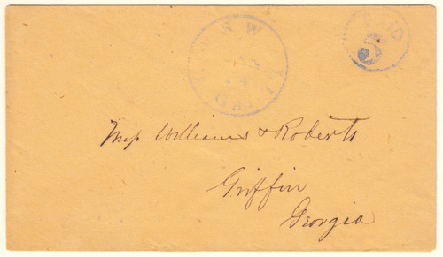 Confederate States, Ultramarine ROSEWELL GA - PAID 5 Circle on Cover to Griffin, GA, Certificate