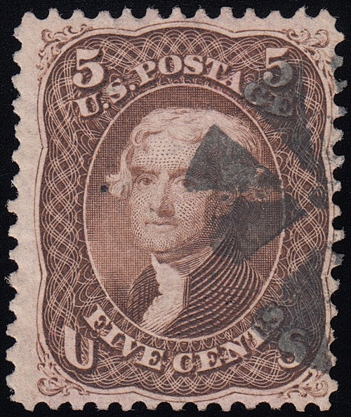 1863 5¢ Jefferson, Used Rosette Fancy Cancel