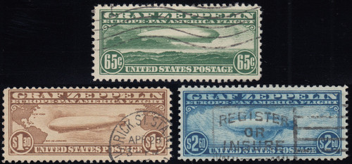 1930 65¢-$2.60 Graf Zeppelin Set, FVF Used, US #C13-C15