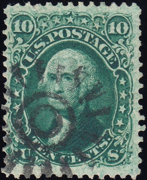 1861 10¢ Washington - Perf. 12, Fine Used Cogwheel Cancel