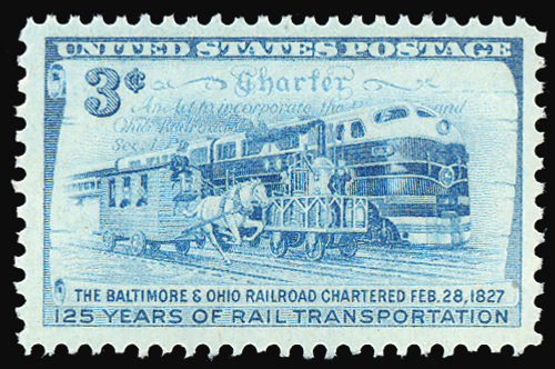 1952 3¢ B & O Railroad Mint Single