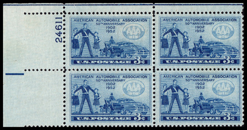 1952 3¢ AAA Plate Block