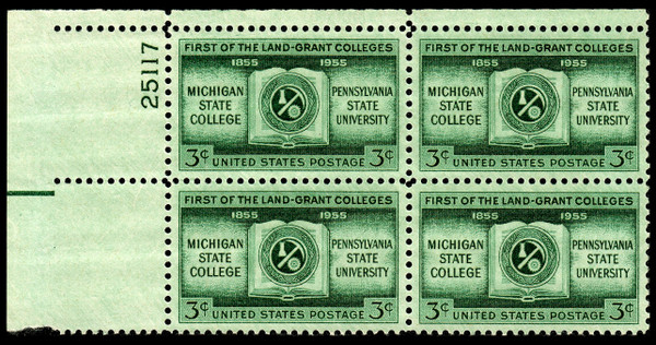 1955 3¢ Land Grant Colleges Plate Block
