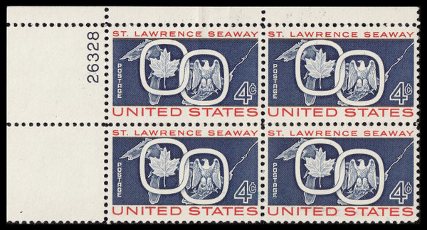 1959 4¢ St. Lawrence Seaway Plate Block