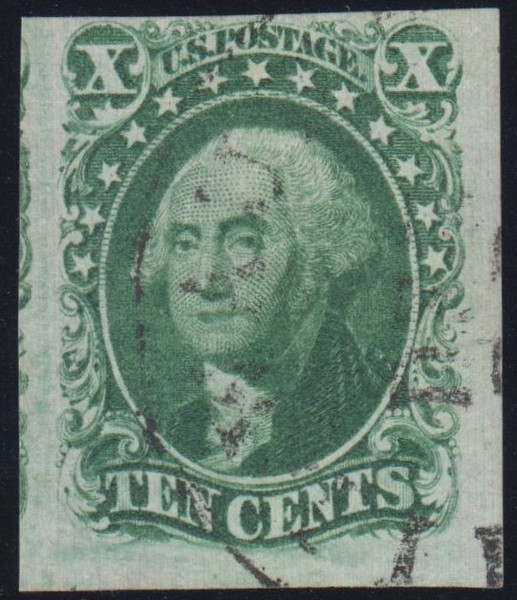 1855 10c Washington, Type II, Jumbo Used, Cert