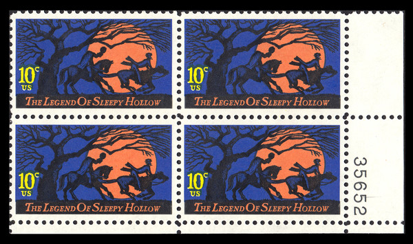 1974 10¢ Legend of Sleepy Hollow Plate Block