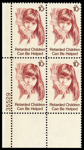 1974 10¢ Retarded Children Plate Block