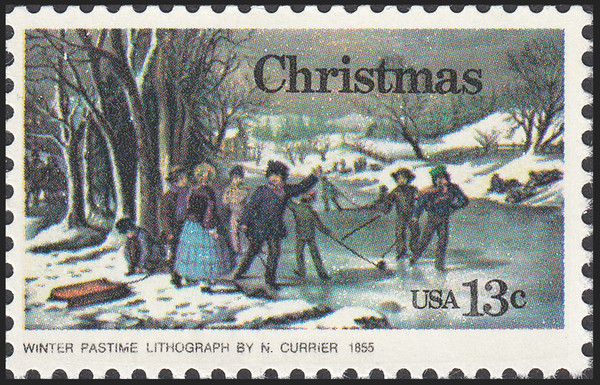 1976 13¢ Christmas - "Winter Pastime" Gravure Int. Mint Single