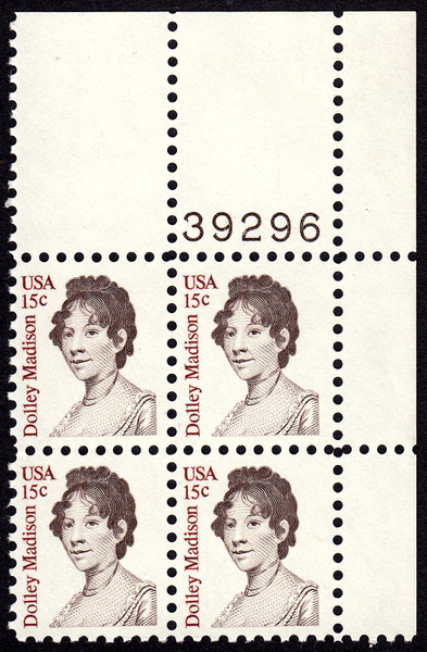 1980 15¢ Dolley Madison Plate Block