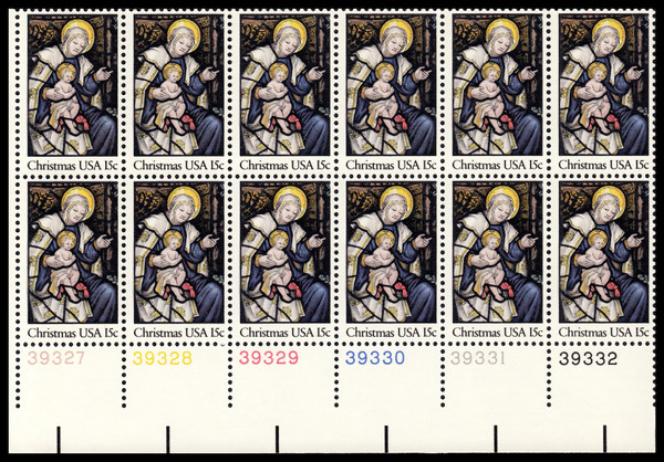 1980 15¢ Christmas - Madonna Plate Block