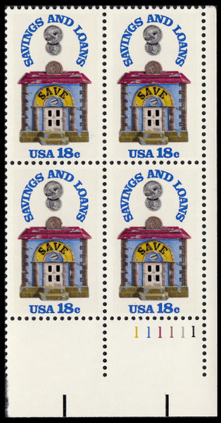 1981 18¢ Savings & Loans Association Plate Block