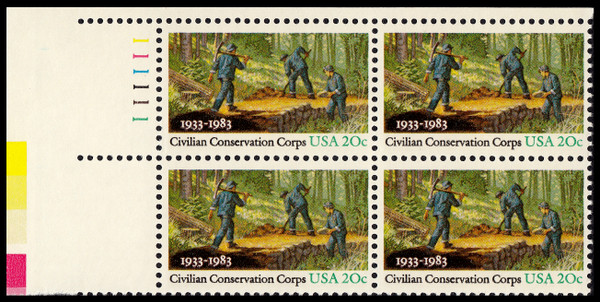 1983 20¢ Civilian Conservation Corps Plate Block