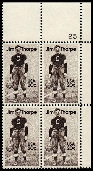 1984 20¢ Jim Thorpe Plate Block