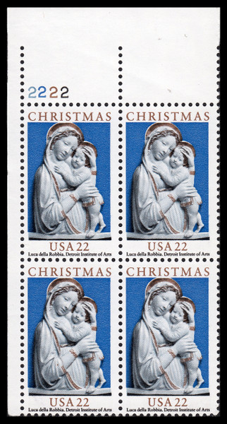 1985 22¢ Christmas - Madonna & Child Plate Block