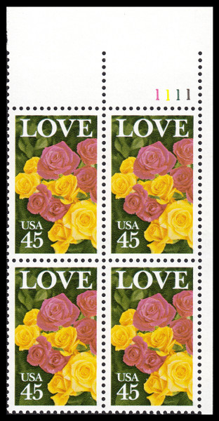 1988 45¢ Love Plate Block