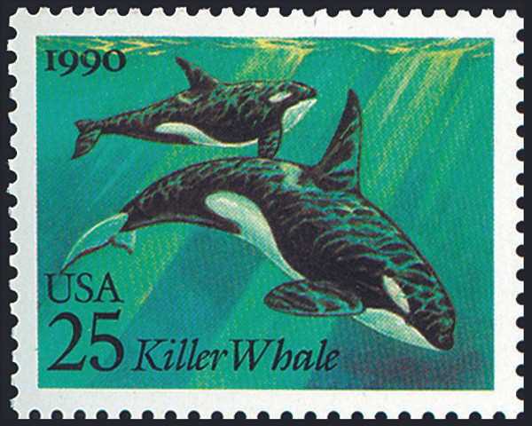 1990 25¢ Killer Whales Mint Single