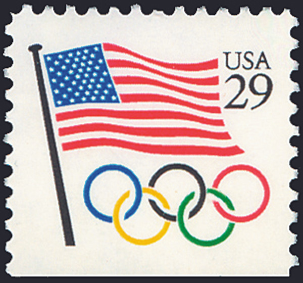 1991 29¢ Flag with Olympic Rings Booklet Single Mint