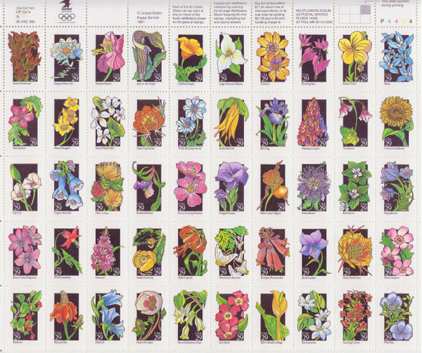 1992 Wildflowers Mint Sheet